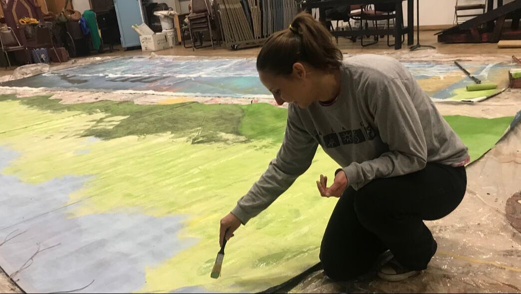 Painting sets for Shrek the Musical